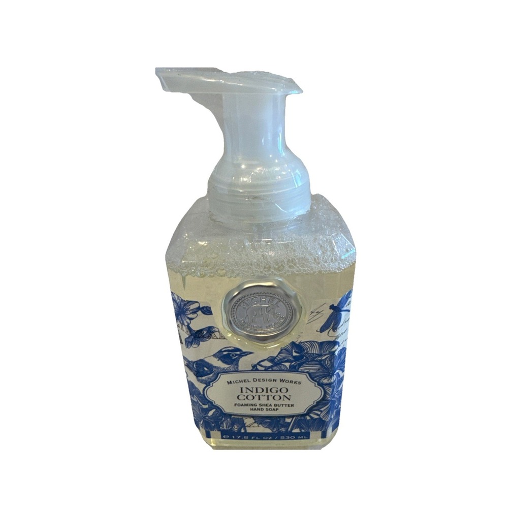 NEW Michel Design Works Foaming Shea Hand Soap Indigo Cotton NEW 17.8 fl oz MDW